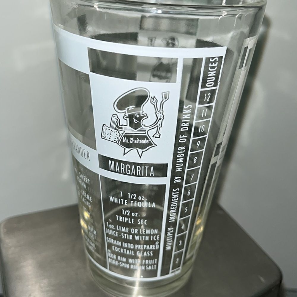 Vintage Mixed Drink various Cocktail Recipe 16oz. Pint Glass Tumbler Barware set